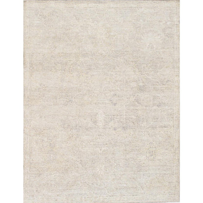 Oushak Hand-Knotted Beige Wool Area Rug