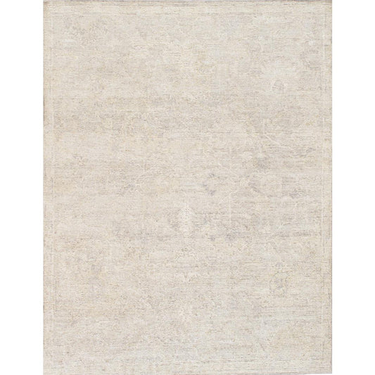 Oushak Hand-Knotted Beige Wool Area Rug