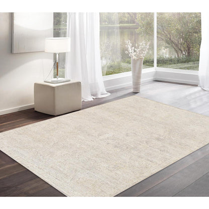 Oushak Hand-Knotted Beige Wool Area Rug