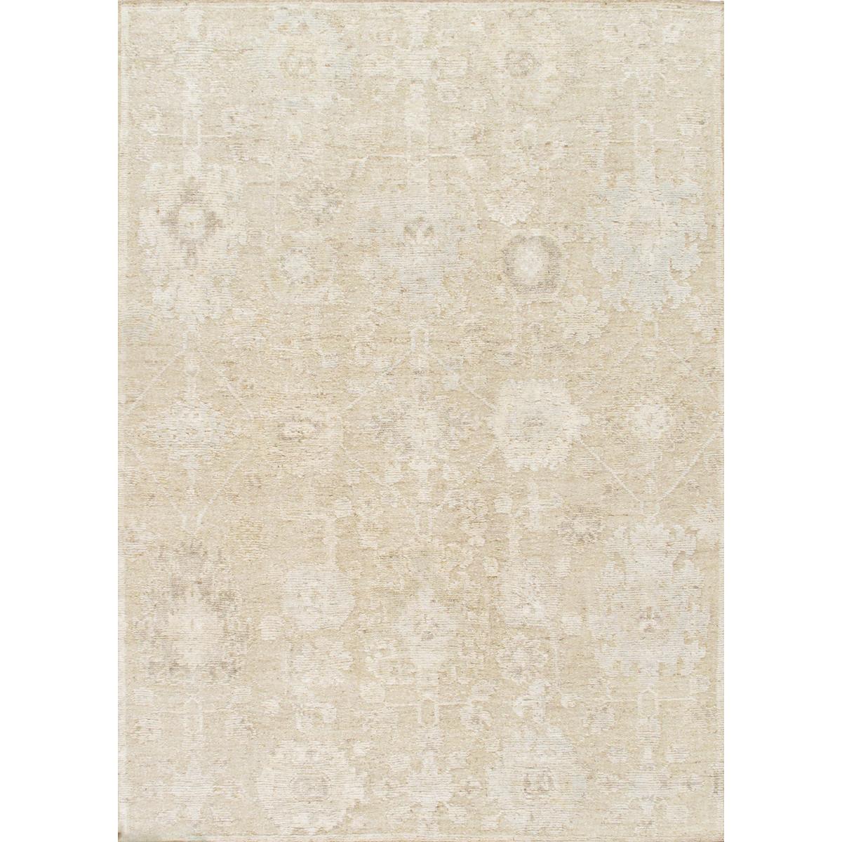 Oushak Hand-Knotted Tan/Beige Wool Area Rug