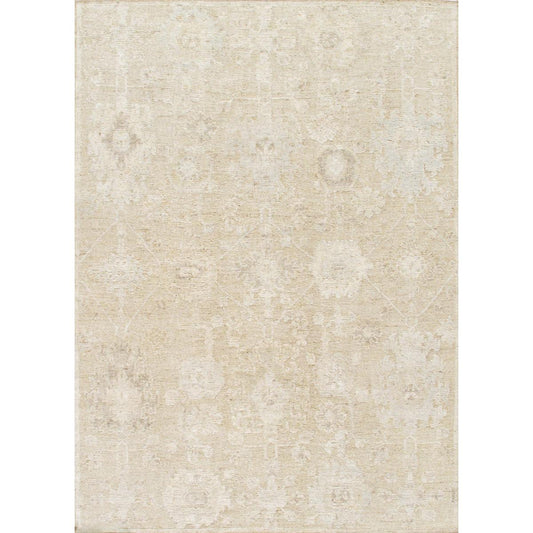 Oushak Hand-Knotted Tan/Beige Wool Area Rug