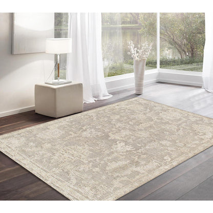 Oushak Hand-Knotted Taupe/Beige Wool Area Rug