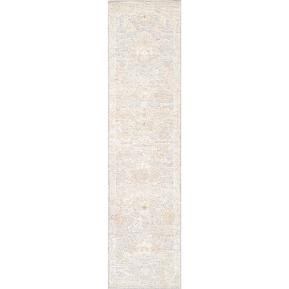 Oushak Hand-Knotted Silver/Multi Wool Area Rug