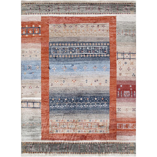 Tribal Hand-Knotted Bamboo Silk Area Rug