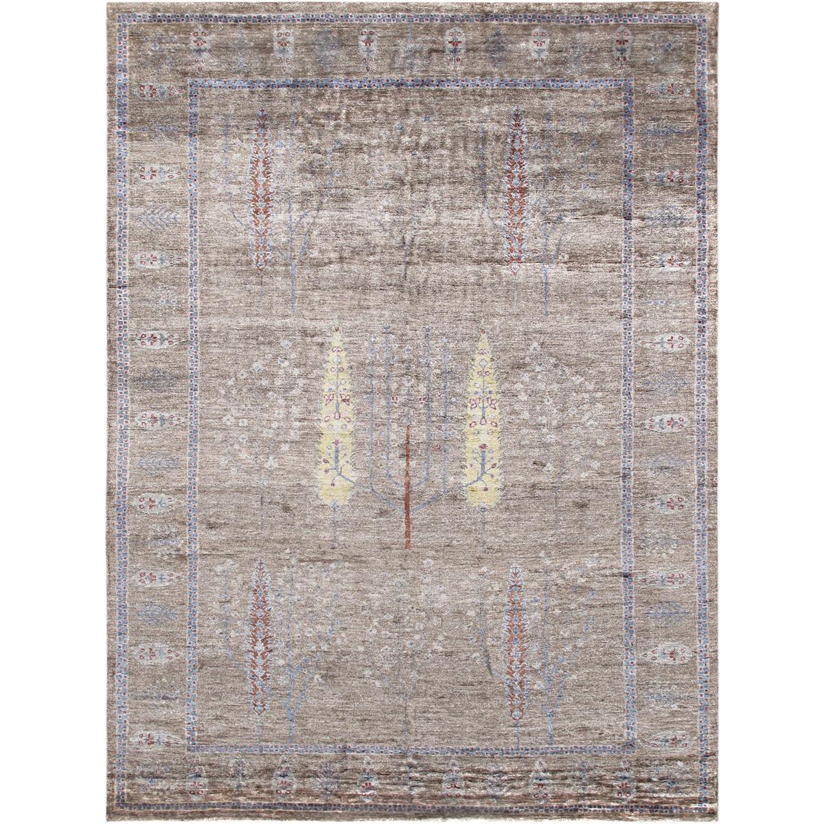 Tribal Hand-Knotted Bamboo Silk Area Rug