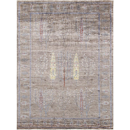 Tribal Hand-Knotted Bamboo Silk Area Rug