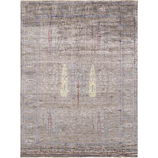 Tribal Hand-Knotted Bamboo Silk Area Rug