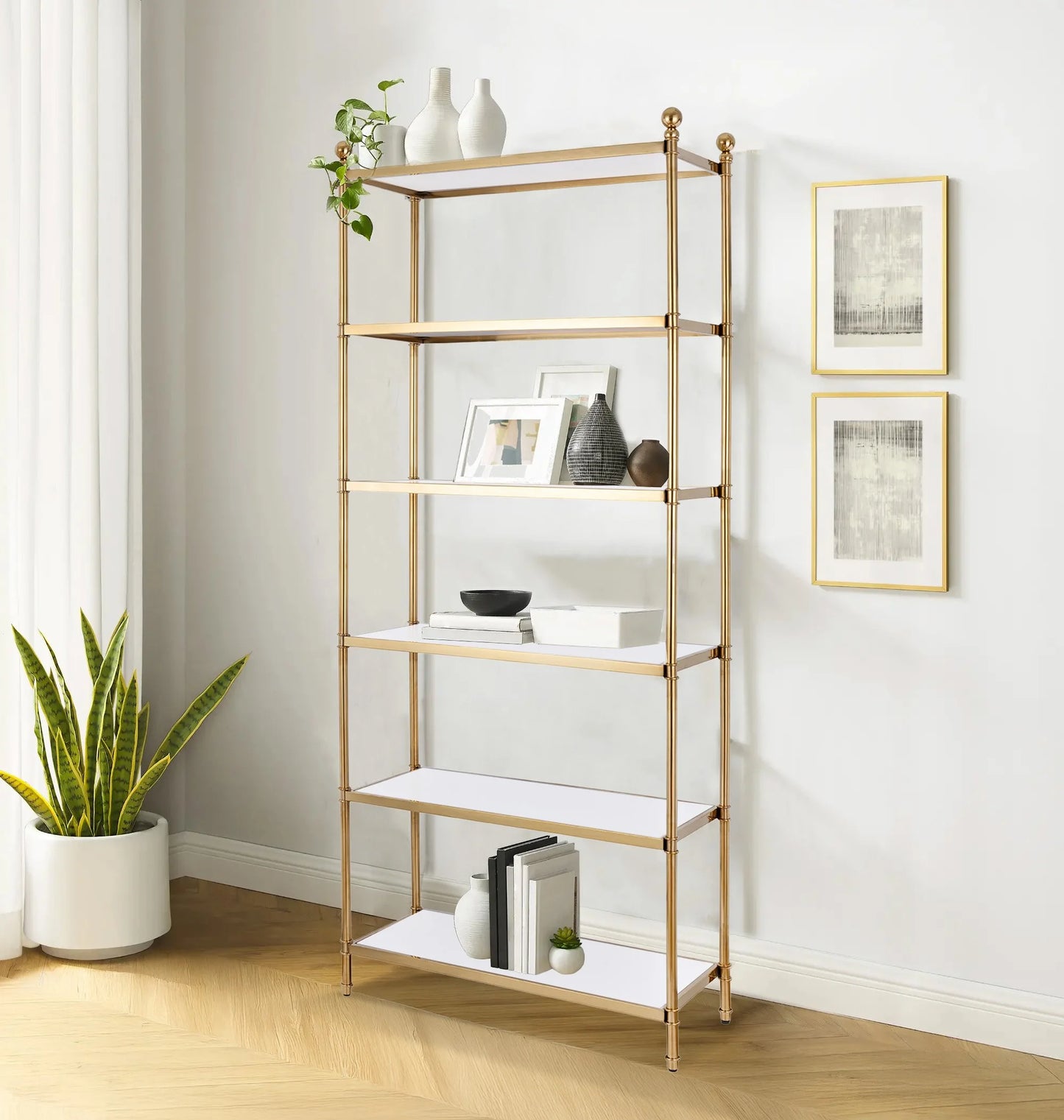 Nuva 5-Tier Stainless Steel Etagere Bookcase