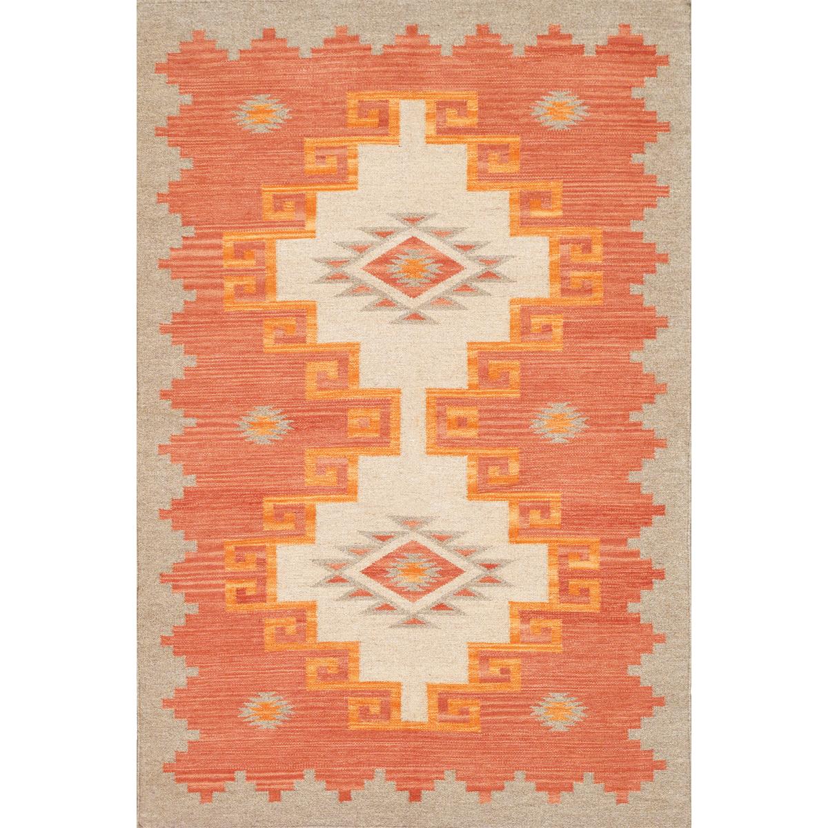 Tuscany Reversible Wool Mocha/Orange Area Rug