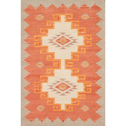 Tuscany Reversible Wool Mocha/Orange Area Rug