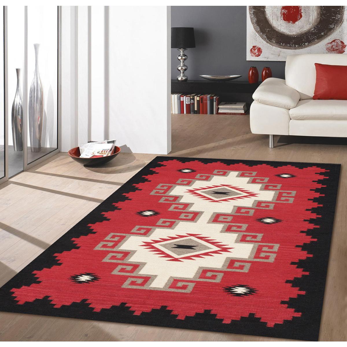 Tuscany Reversible Wool Red/Black Area Rug
