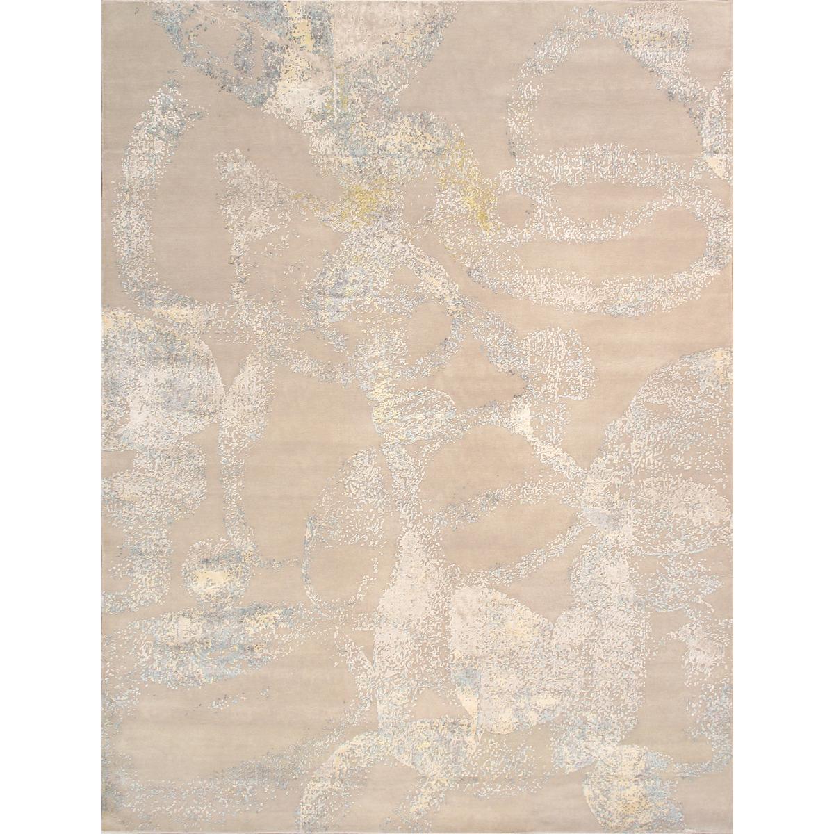 Modern Hand-Knotted Silk & Wool Area Rug