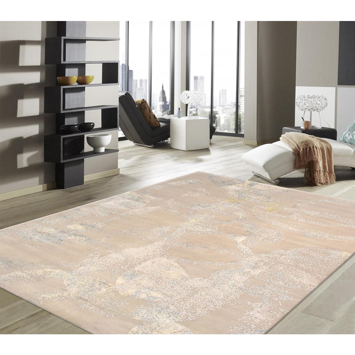 Modern Hand-Knotted Silk & Wool Area Rug