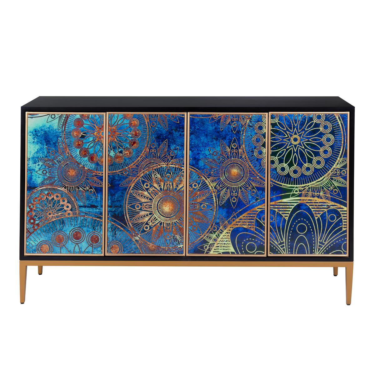 Eclipta 4-Door Modern Sideboard Cabinet, Multicolor