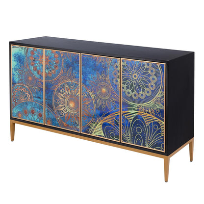 Eclipta 4-Door Modern Sideboard Cabinet, Multicolor