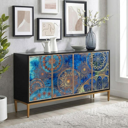 Eclipta 4-Door Modern Sideboard Cabinet, Multicolor