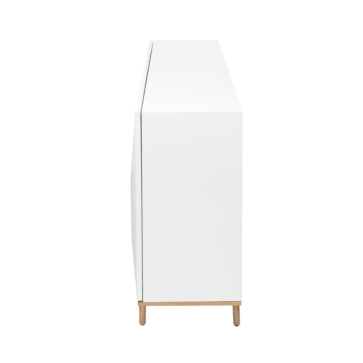 Polara Modern 63" White Sideboard Buffet Cabinet, White/Gold