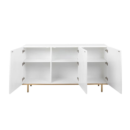 Polara Modern 63" White Sideboard Buffet Cabinet, White/Gold