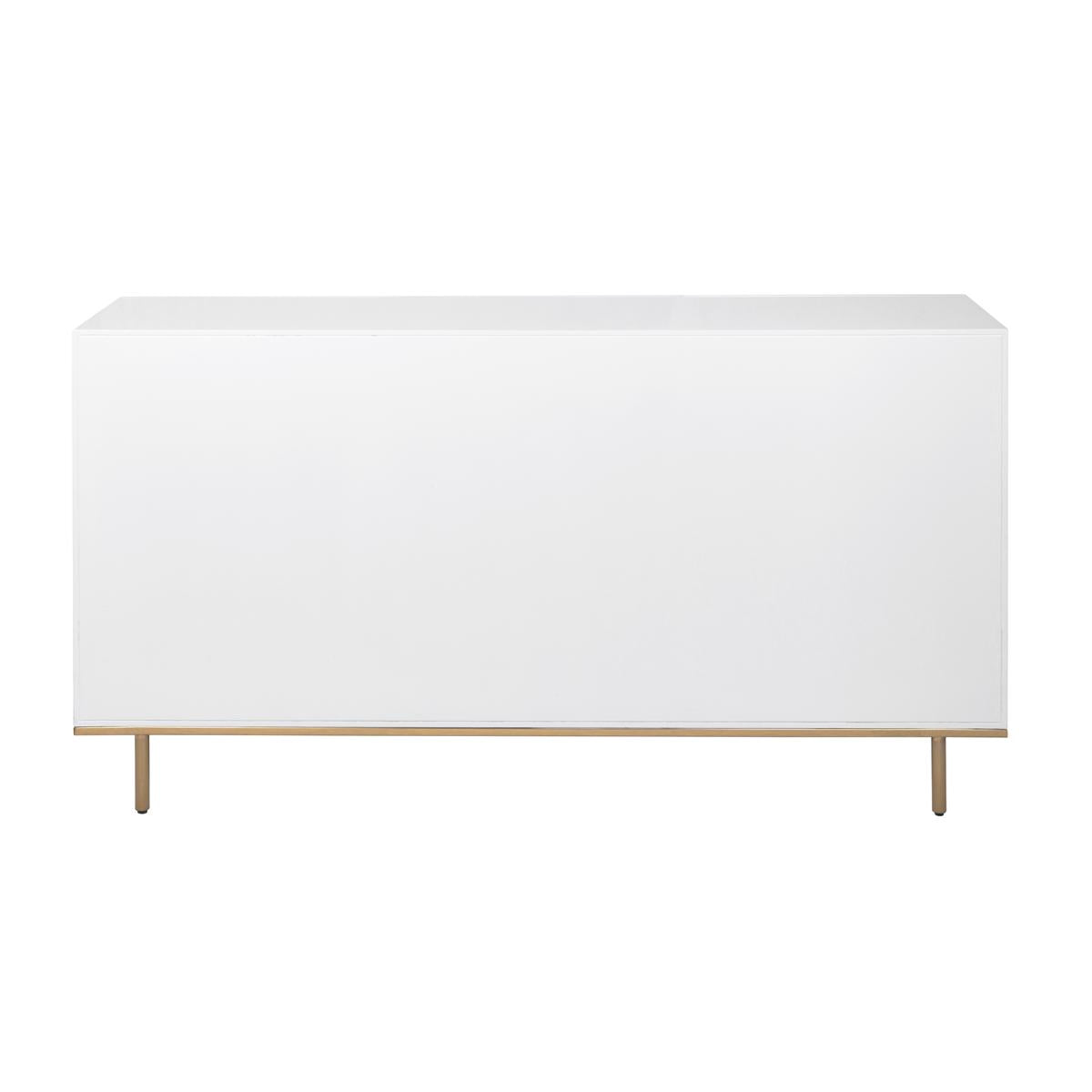 Polara Modern 63" White Sideboard Buffet Cabinet, White/Gold