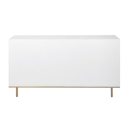 Polara Modern 63" White Sideboard Buffet Cabinet, White/Gold