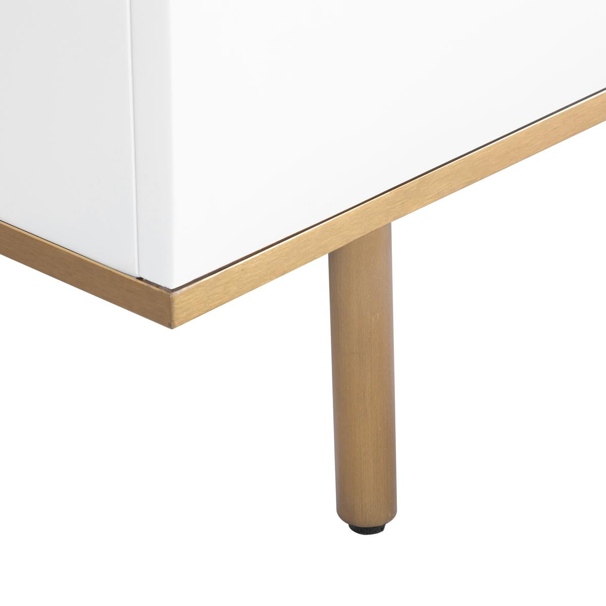 Polara Modern 63" White Sideboard Buffet Cabinet, White/Gold