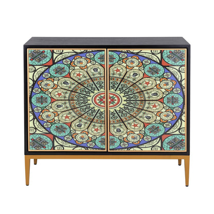 Solani 39" 2-Door Accent Cabinet, Black/Multicolor