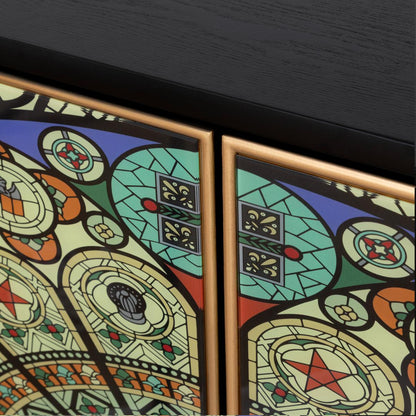 Solani 39" 2-Door Accent Cabinet, Black/Multicolor