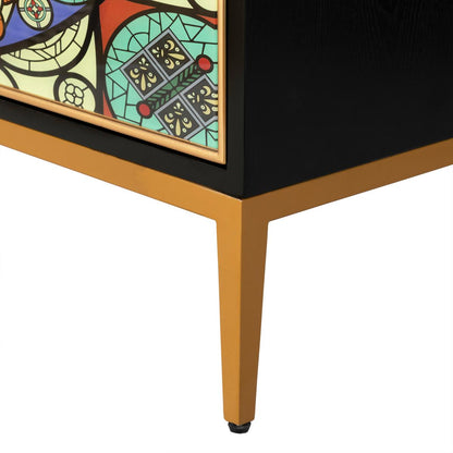 Solani 39" 2-Door Accent Cabinet, Black/Multicolor