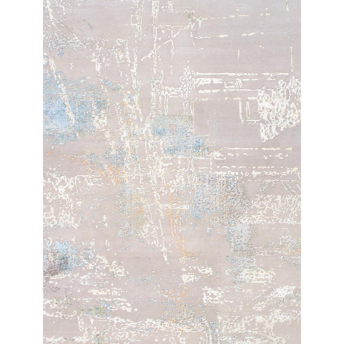 Modern Hand-Knotted Silk & Wool Area Rug