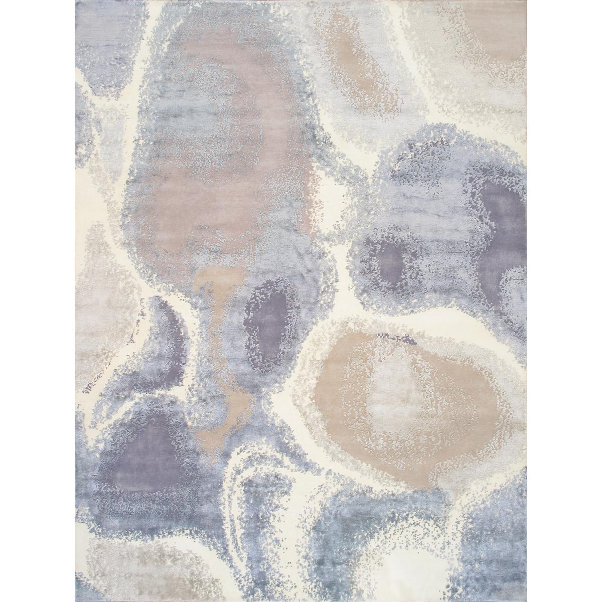Modern Hand-Knotted Silk & Wool Area Rug