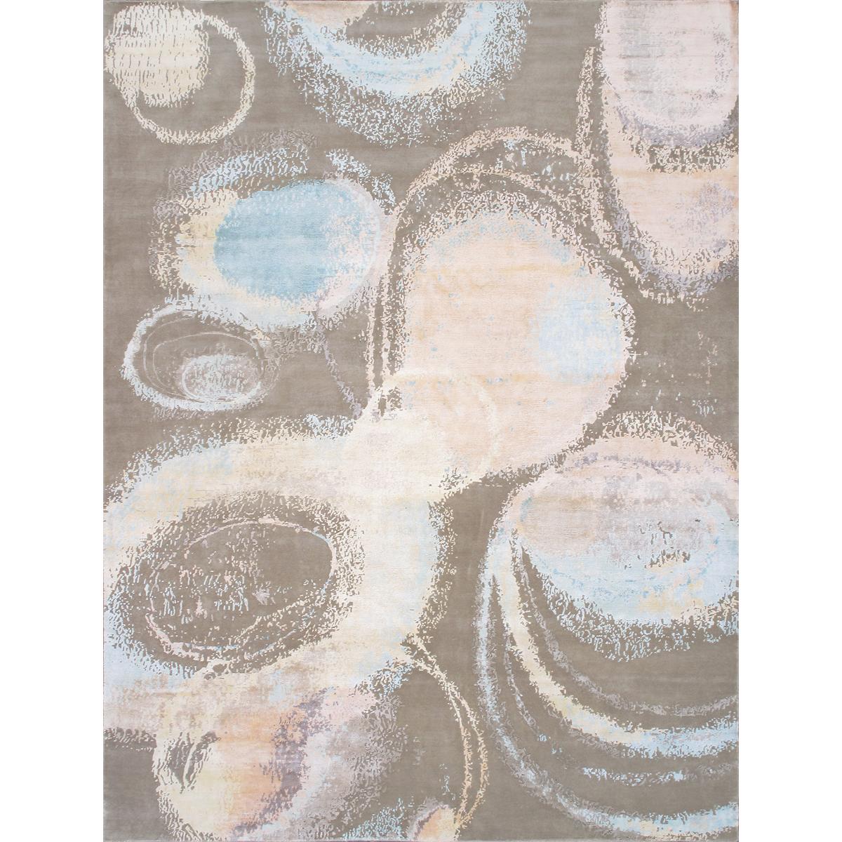 Modern Hand-Knotted Silk & Wool Area Rug