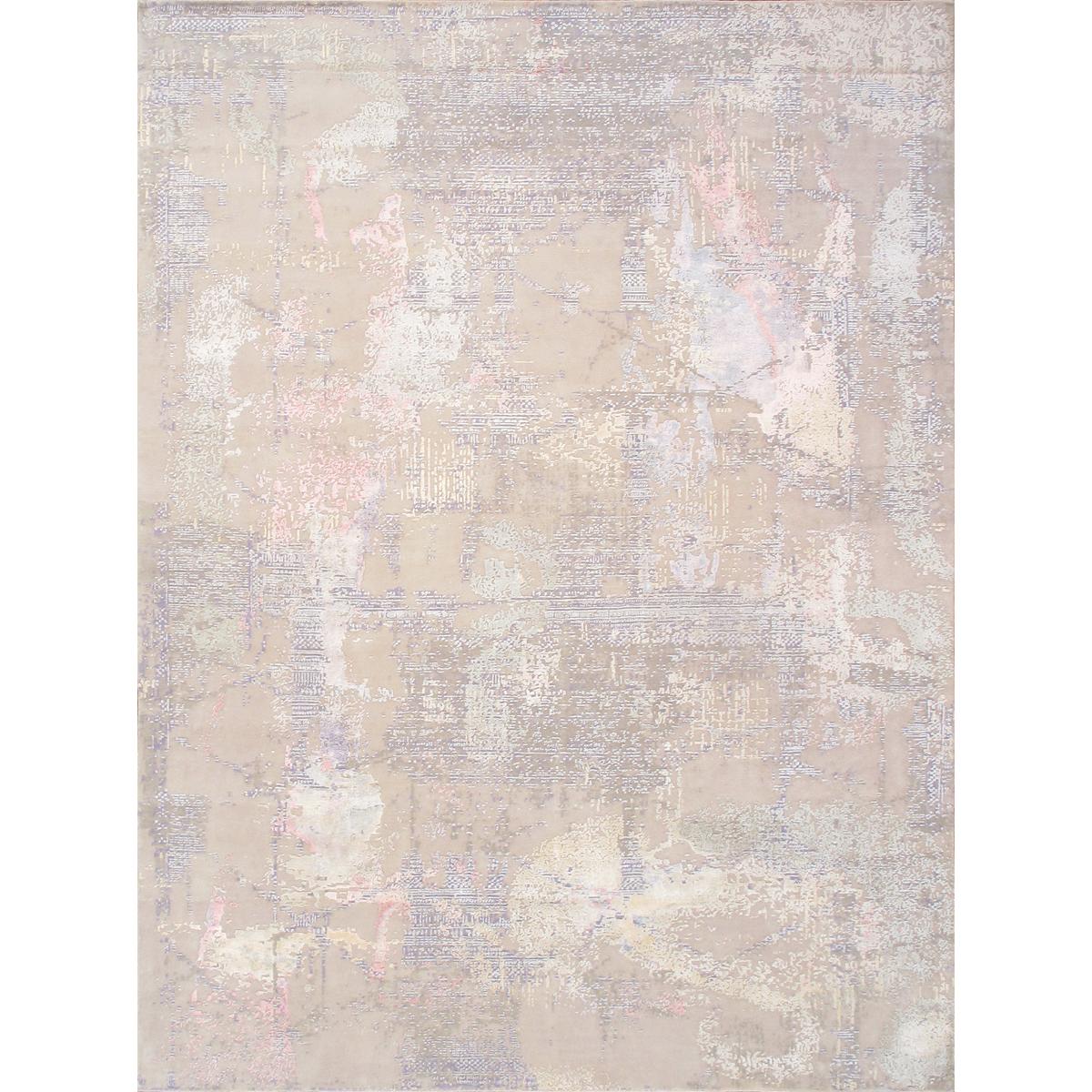 Modern Hand-Knotted Silk & Wool Area Rug