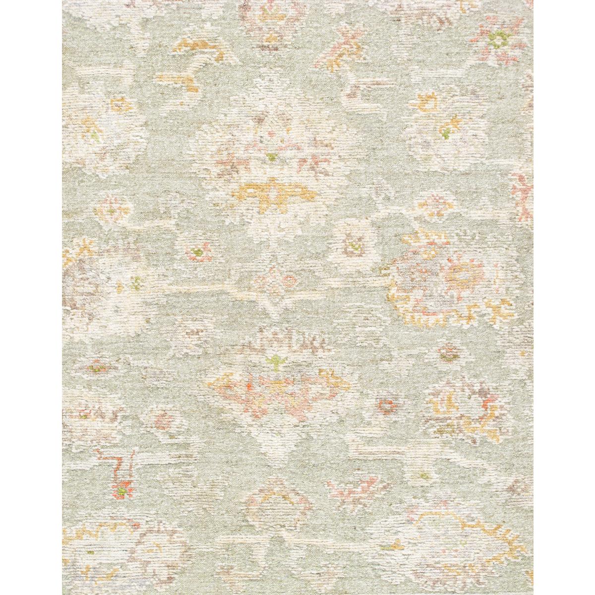 Oushak Hand-Knotted Light Green/Cream Wool Area Rug