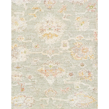 Oushak Hand-Knotted Light Green/Cream Wool Area Rug