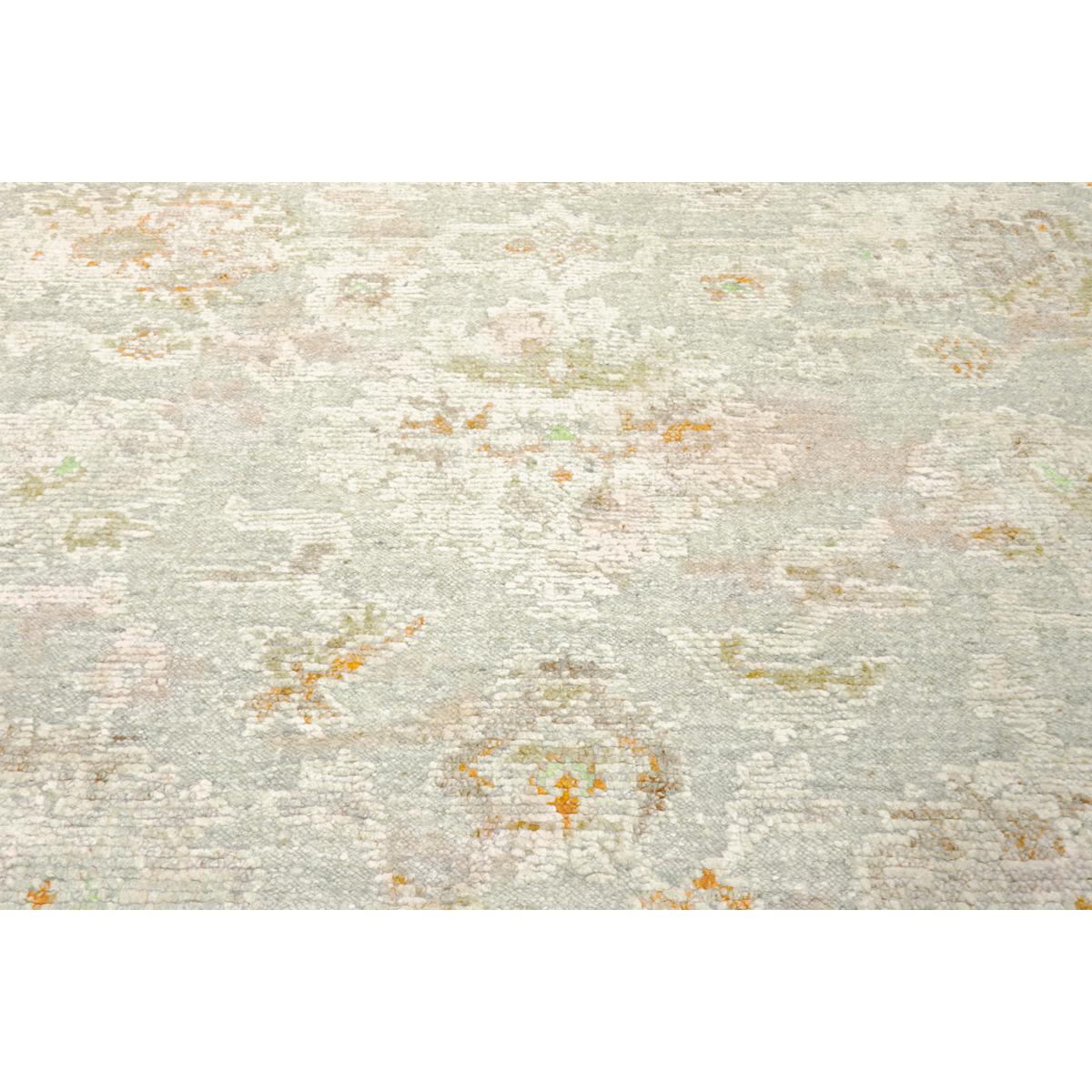 Oushak Hand-Knotted Light Green/Cream Wool Area Rug