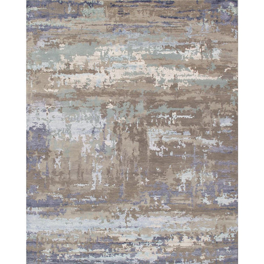 Transitional Hand-Knotted Bamboo Silk & Wool Area Rug
