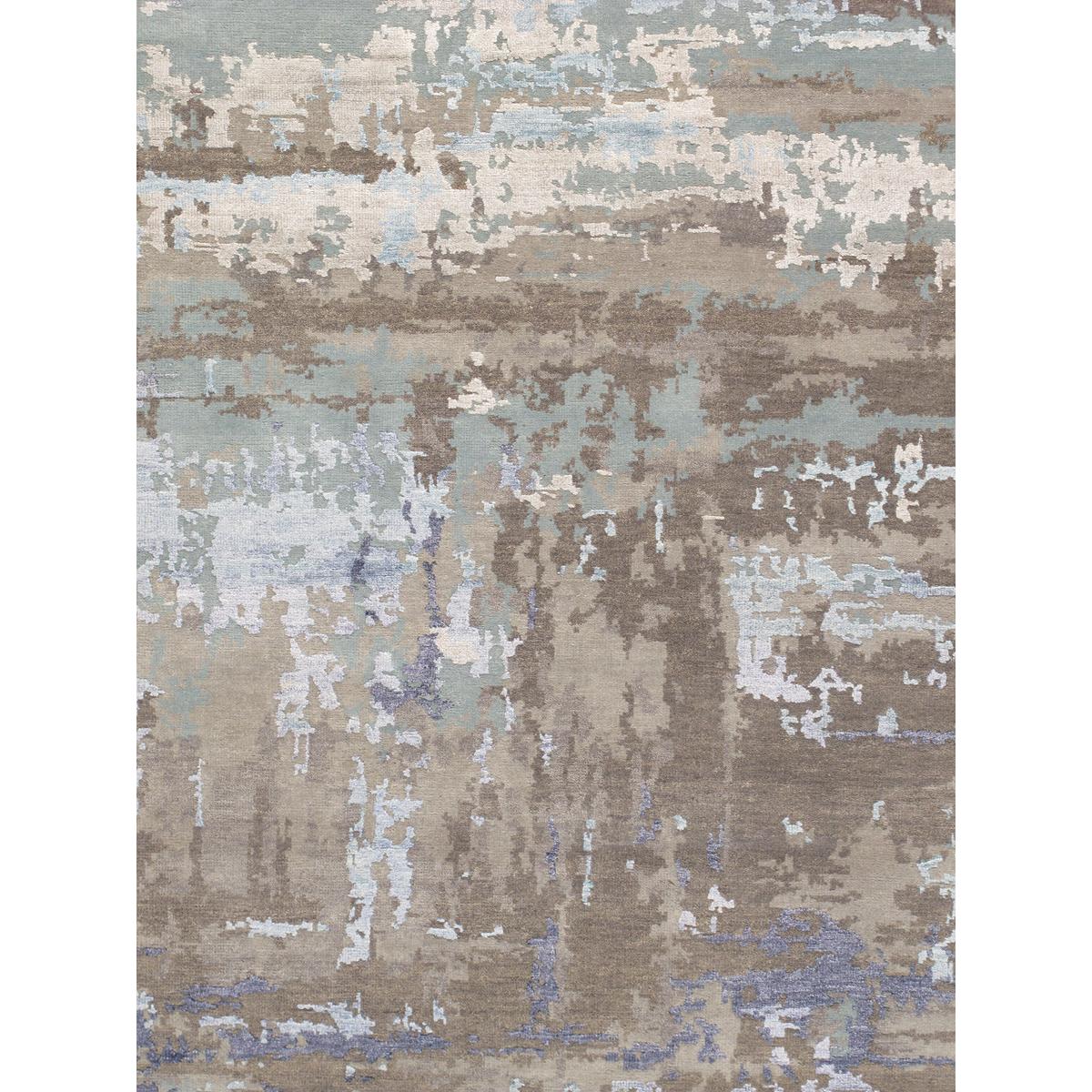 Transitional Hand-Knotted Bamboo Silk & Wool Area Rug