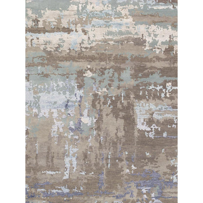 Transitional Hand-Knotted Bamboo Silk & Wool Area Rug