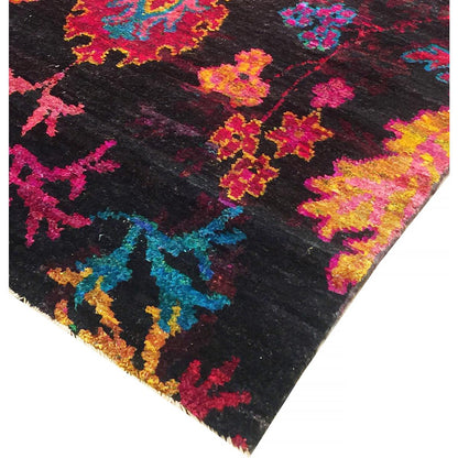 Ikat Hand-Knotted Sari Silk Area Rug