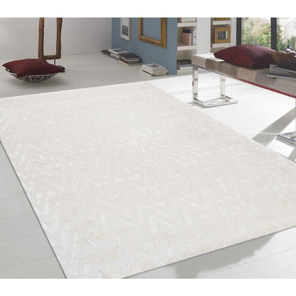 Pasargad Home Edgy Hand-Tufted Ivory Transitional Area Rug- 5' 0'' X 8' 0''