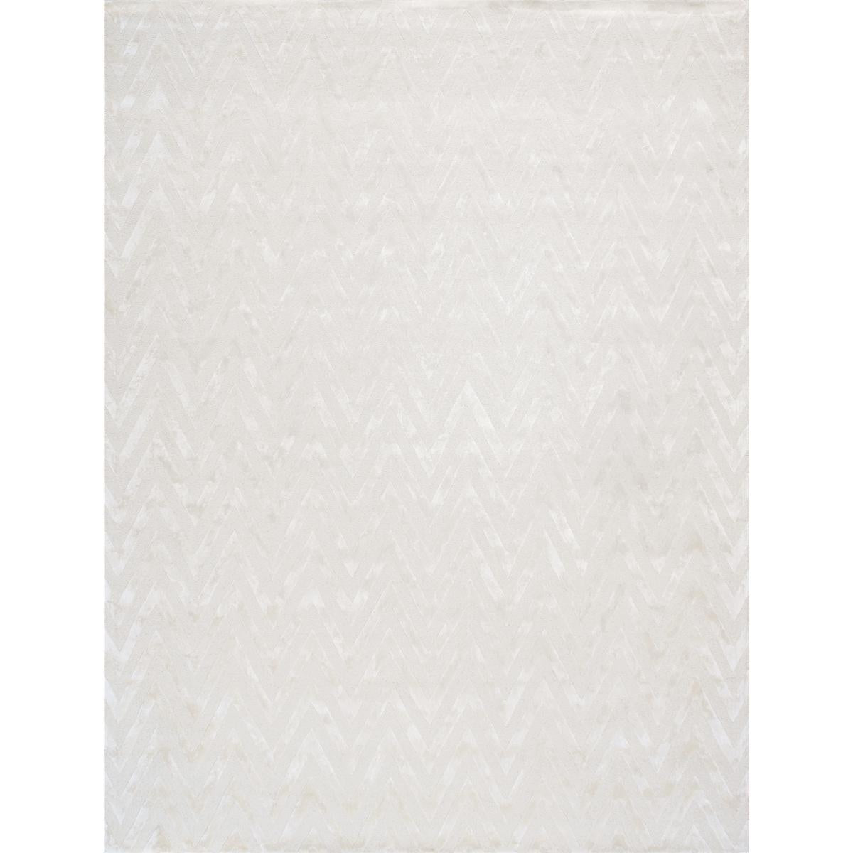 Pasargad Home Edgy Hand-Tufted Ivory Transitional Area Rug- 5' 0'' X 8' 0''
