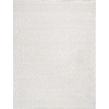 Pasargad Home Edgy Hand-Tufted Ivory Transitional Area Rug- 5' 0'' X 8' 0''