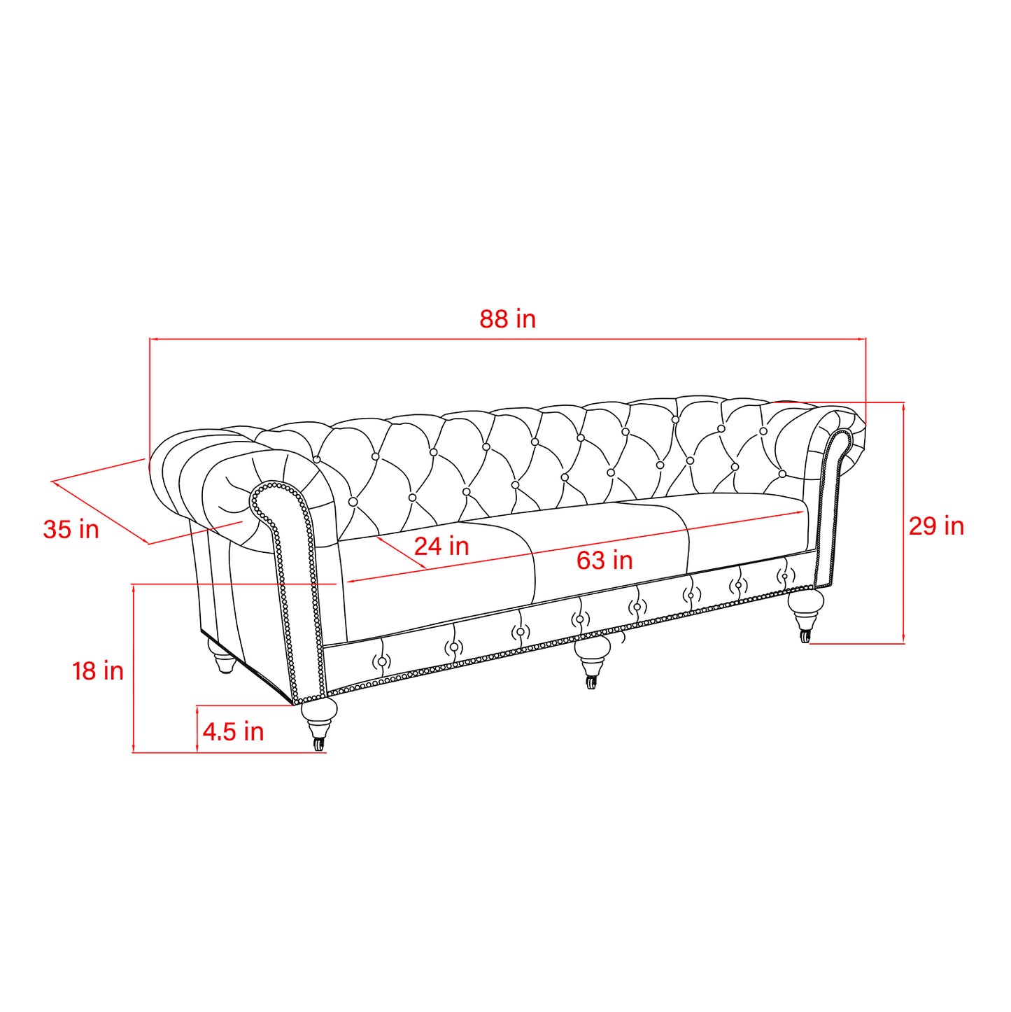 Paris Club Chester Bay Tufted Sofa