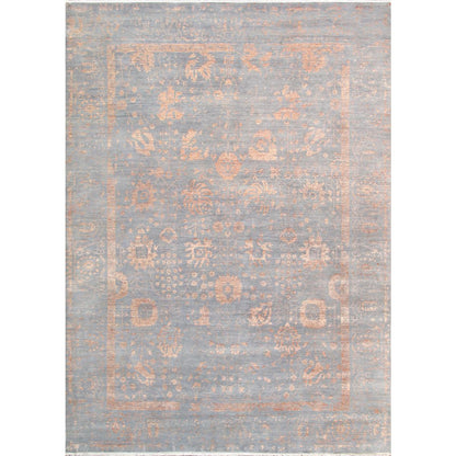 Transitional Hand-Knotted Bamboo Silk & Wool Area Rug