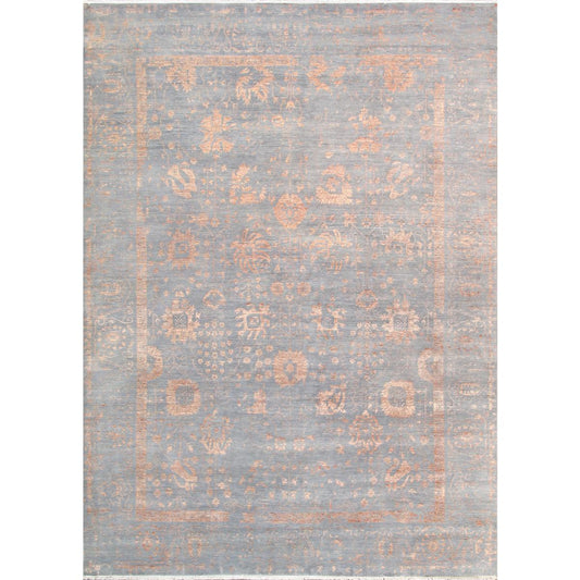 Transitional Hand-Knotted Bamboo Silk & Wool Area Rug