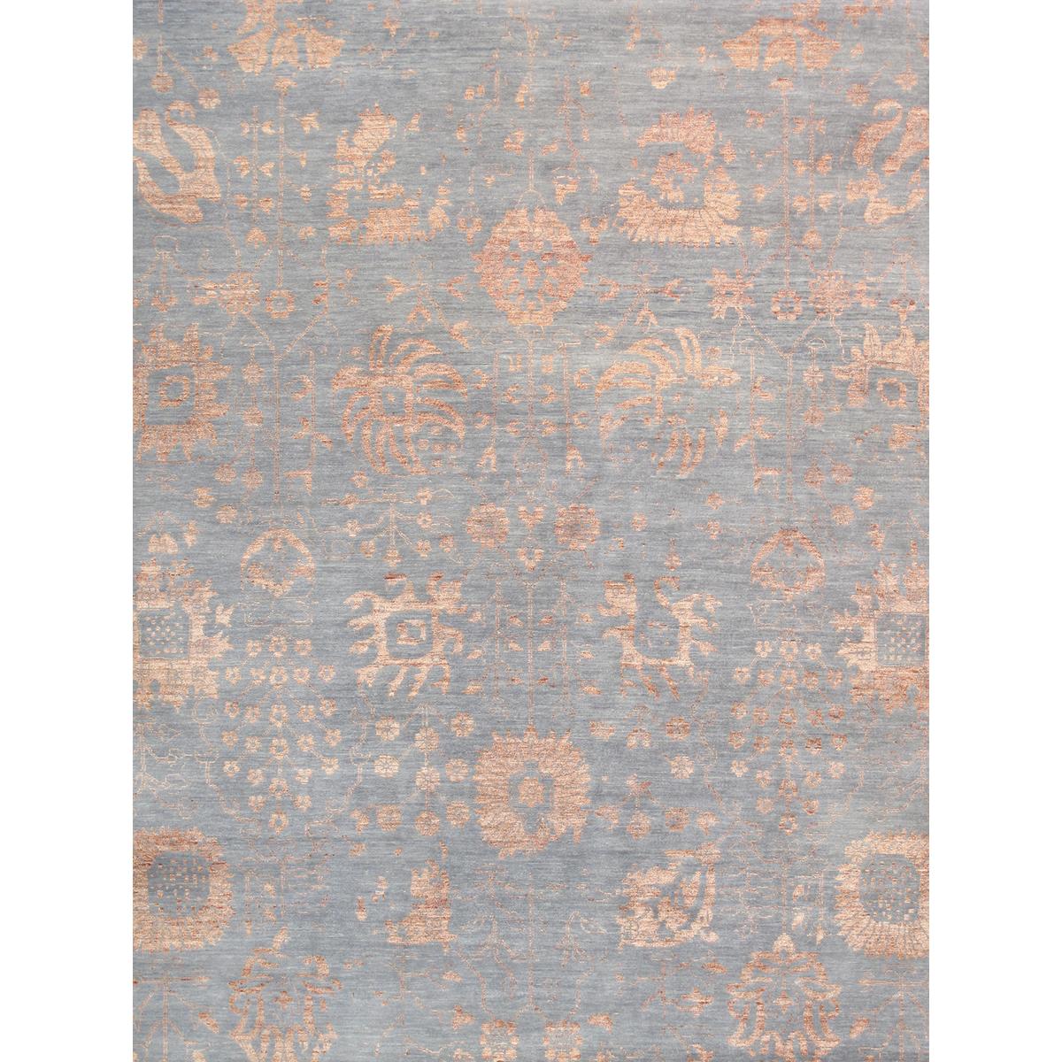 Transitional Hand-Knotted Bamboo Silk & Wool Area Rug