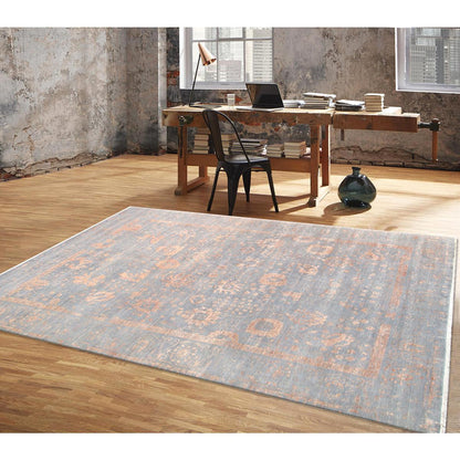 Transitional Hand-Knotted Bamboo Silk & Wool Area Rug