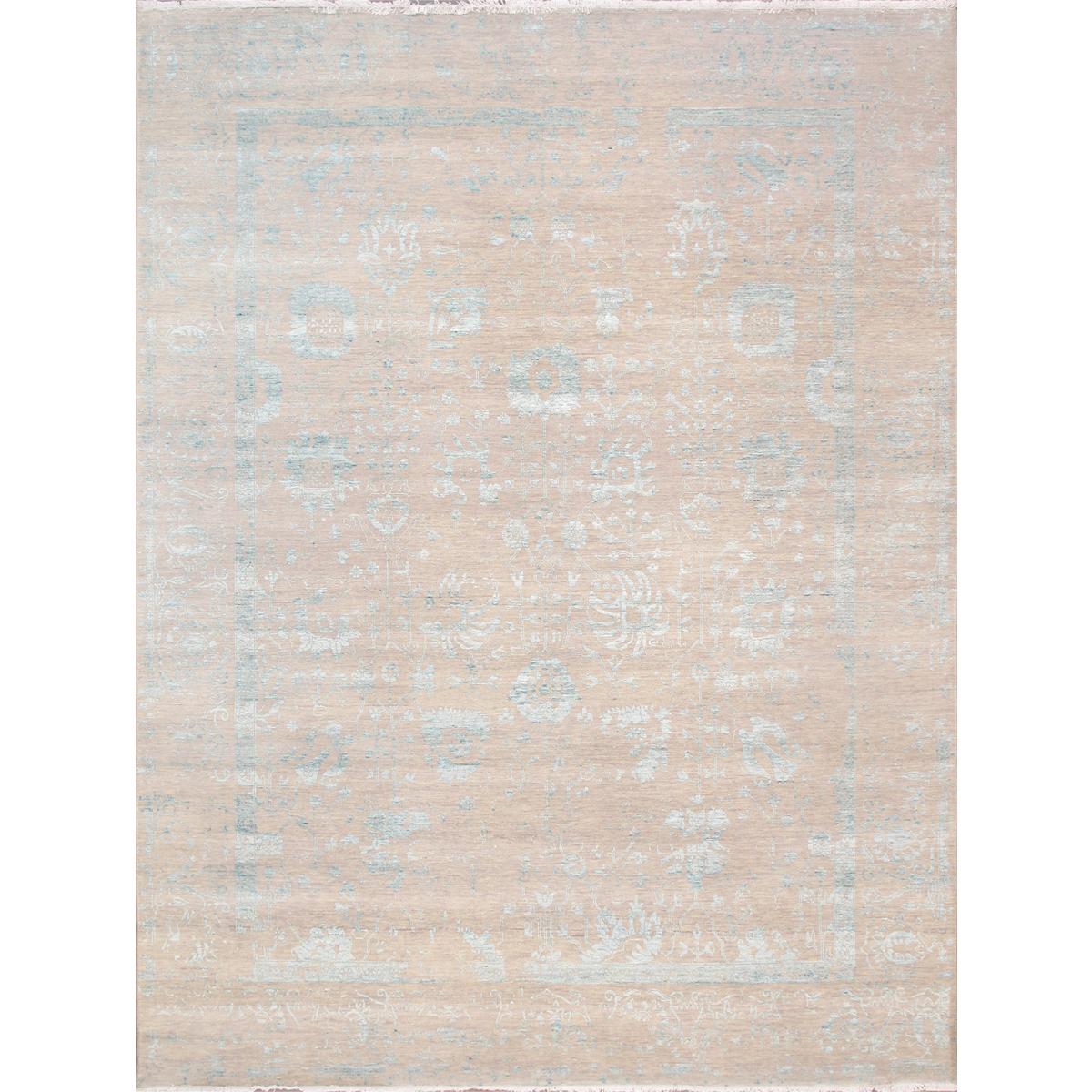 Transitional Hand-Knotted Bamboo Silk & Wool Area Rug