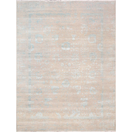 Transitional Hand-Knotted Bamboo Silk & Wool Area Rug