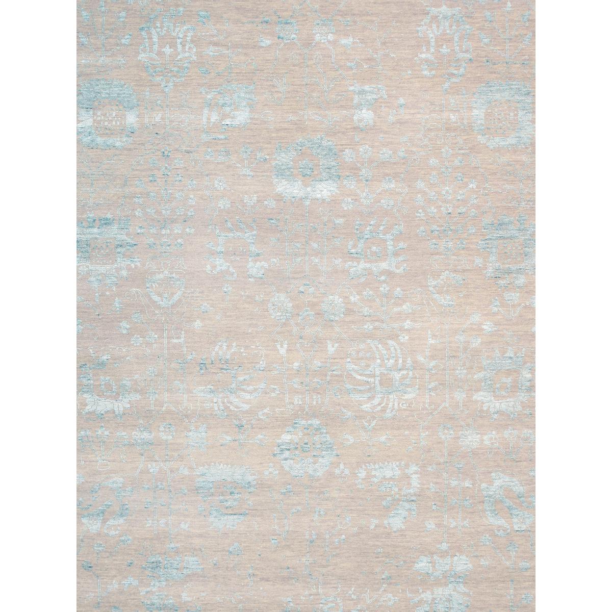 Transitional Hand-Knotted Bamboo Silk & Wool Area Rug